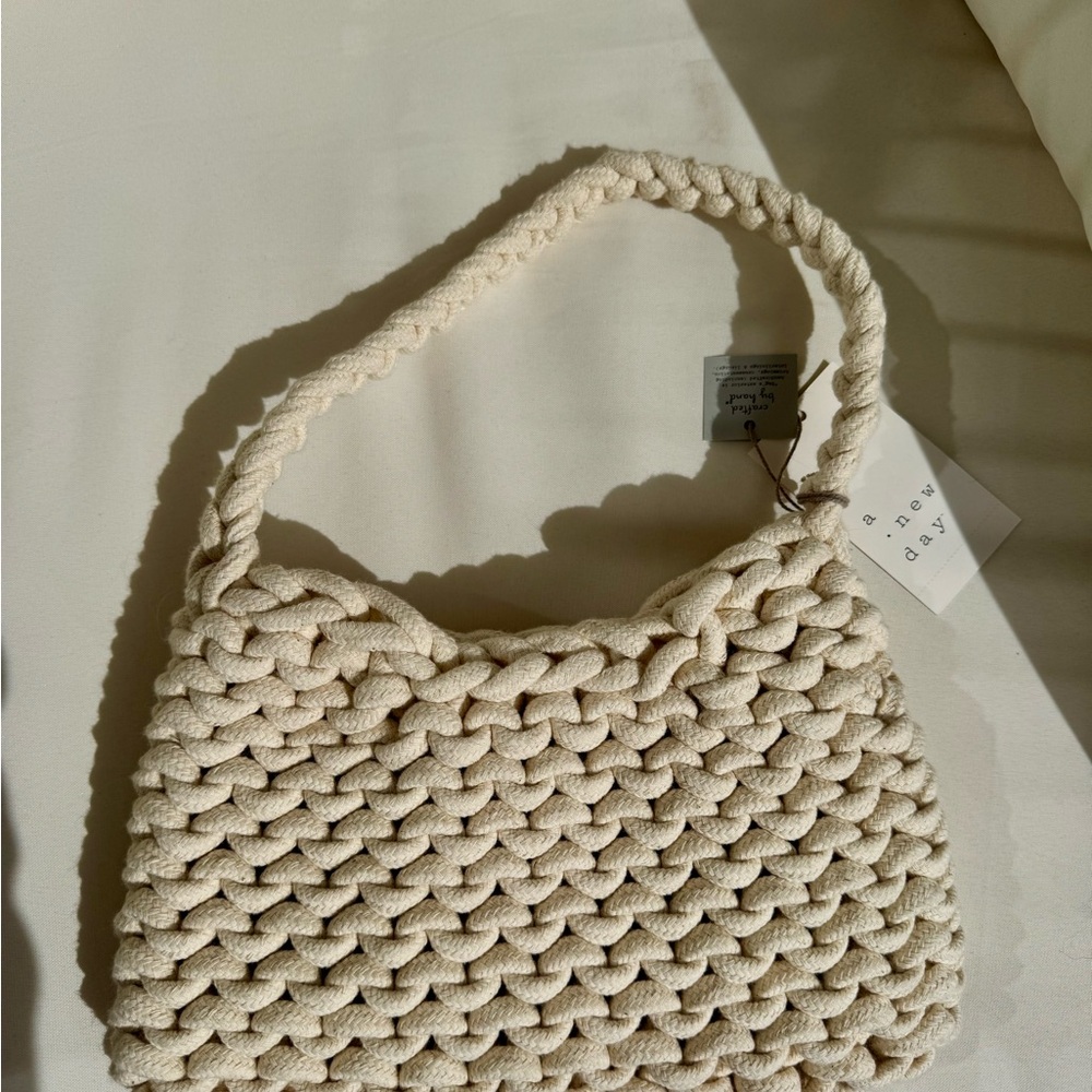 A New Day Beige Woven Shoulder Bag